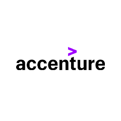 Accenture logo featuring modern design and branding elements.