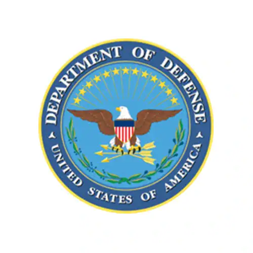 U.S. Department of Defense logo featuring eagle, shield, and stars.
