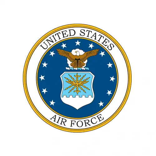 U.S. Air Force official insignia with eagle and shield.