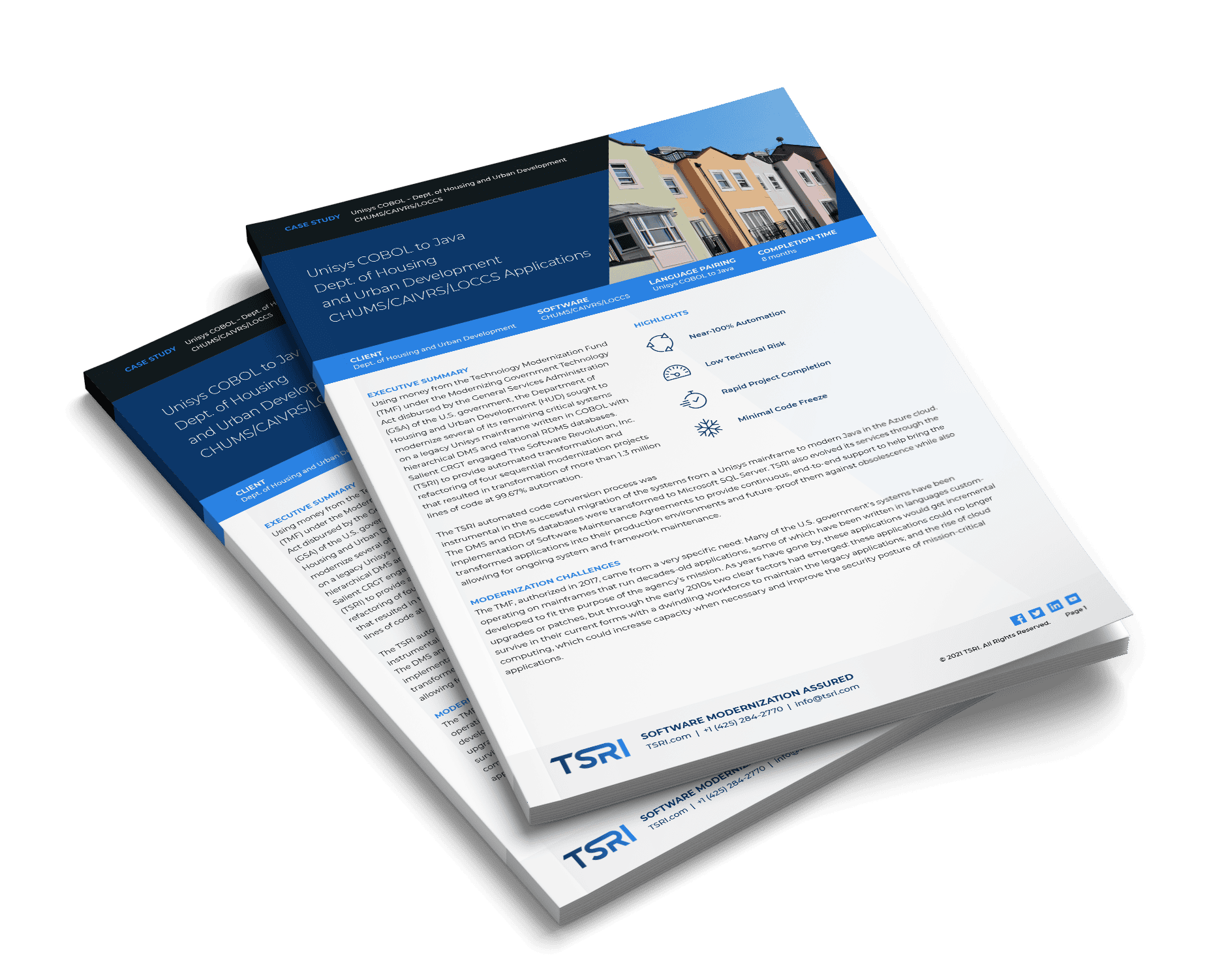 TSRI software solutions brochure showcasing innovative technology and services.