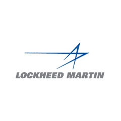 Lockheed Martin corporate logo on blue background.