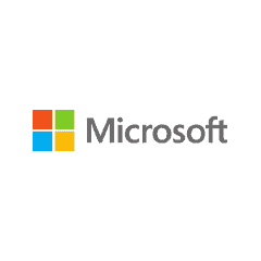 Microsoft logo with four colored squares on a green background.