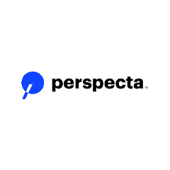Perspective logo featuring a blue circle and black text on a black background.