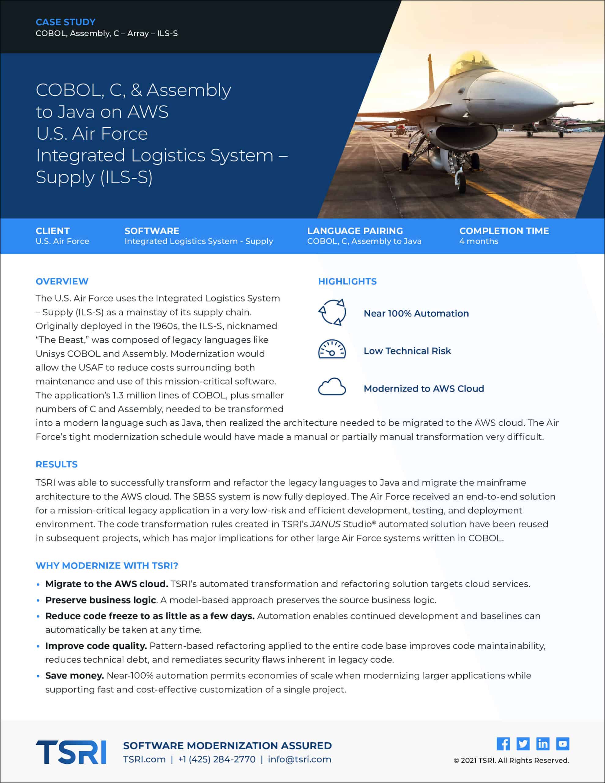 U.S. Air Force integrates legacy systems with AWS for modernized logistics.