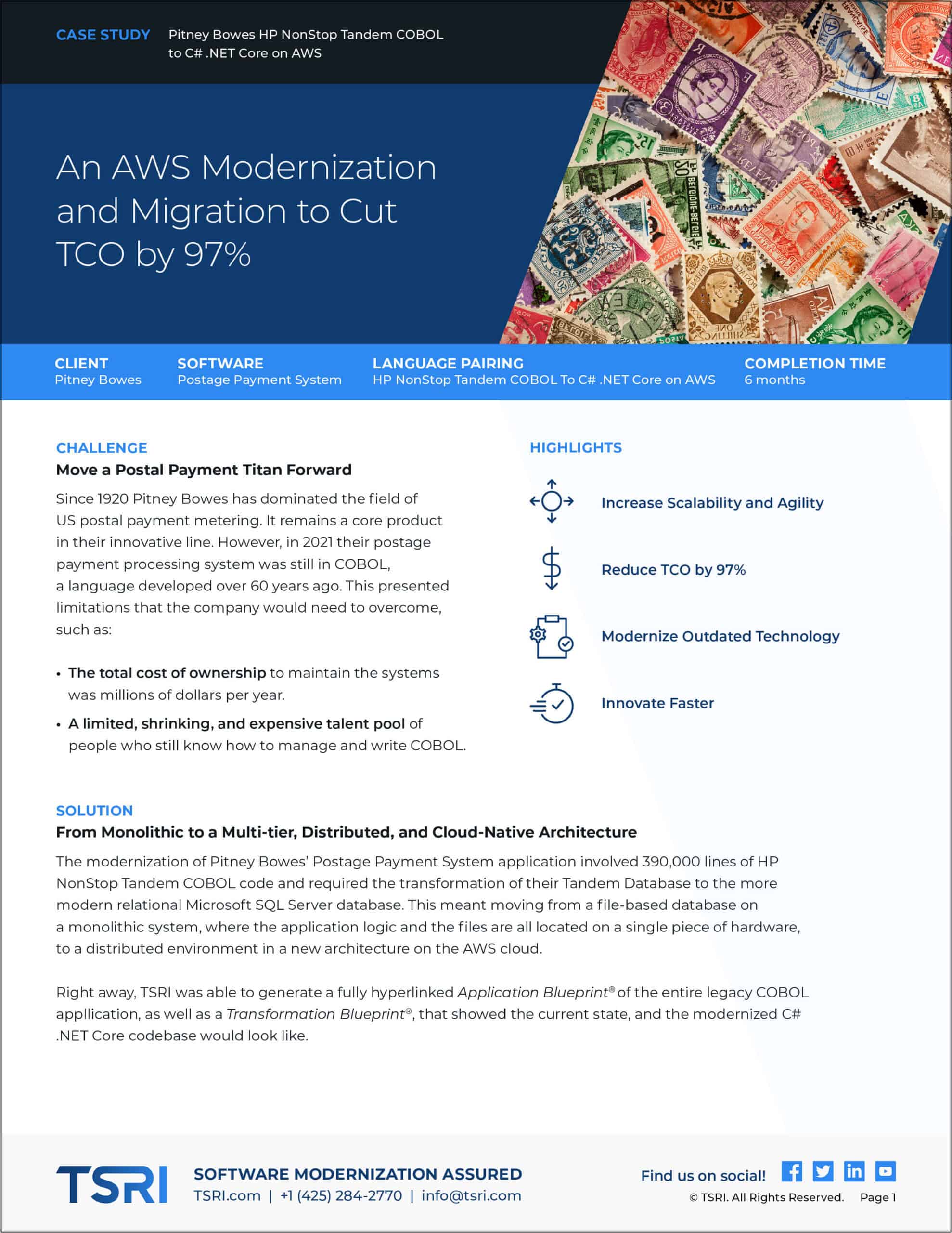 AWS modernization and migration case study for TSOI, highlighting TCO reduction.